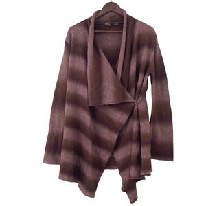 Prana Wool Blend Knit Ombre Striped Open Front Cardigan Sweater‎ Wrap XL